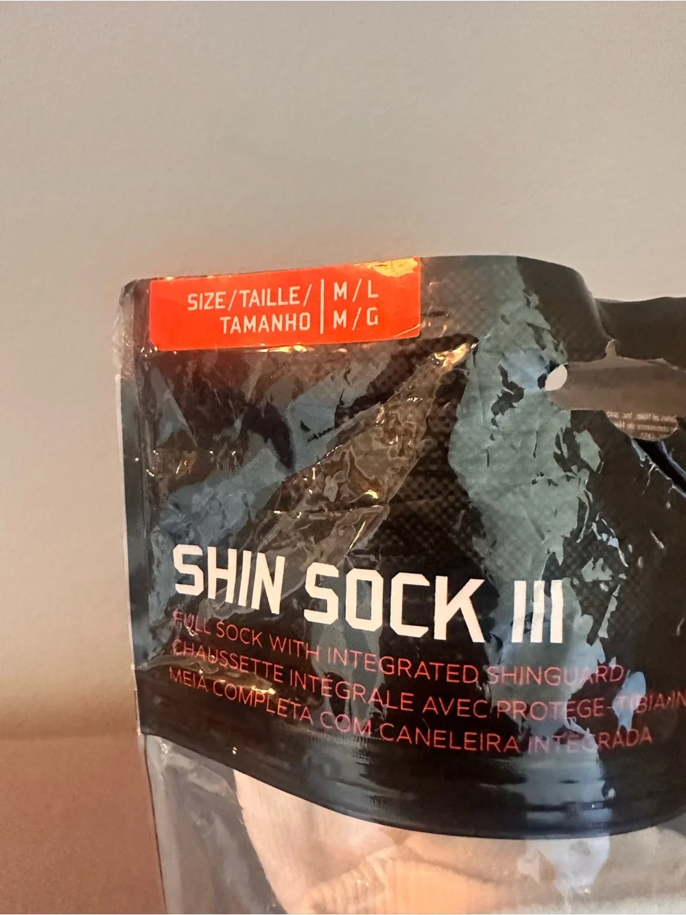 Nike White Athletic Shin Socks with Black Swoosh - Shin Sock III